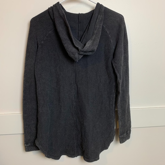 Almost Famous Dark Gray Distressed Waffle Knit Hoodie - Picture 2 of 6